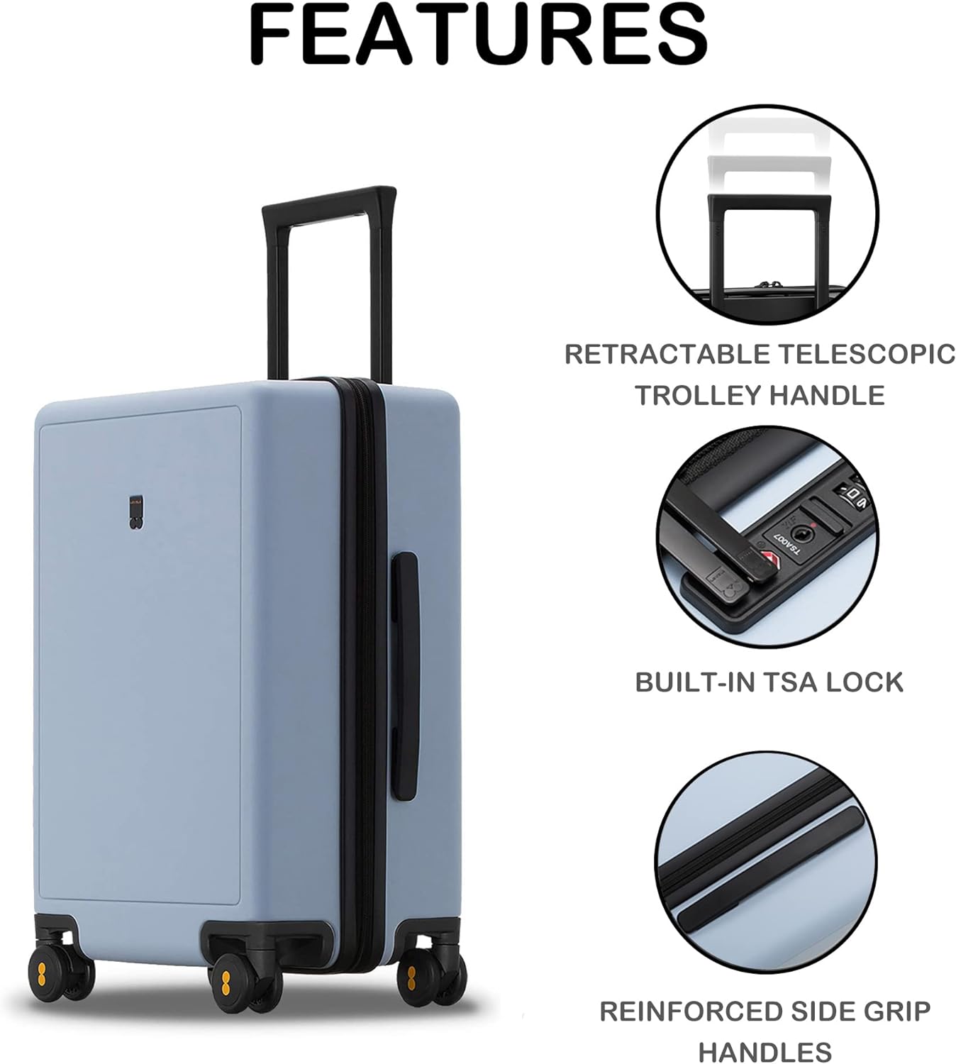 LEVEL8 Elegance Carry On Suitcase, 20” Hardside Luggage With TSA Lock ...