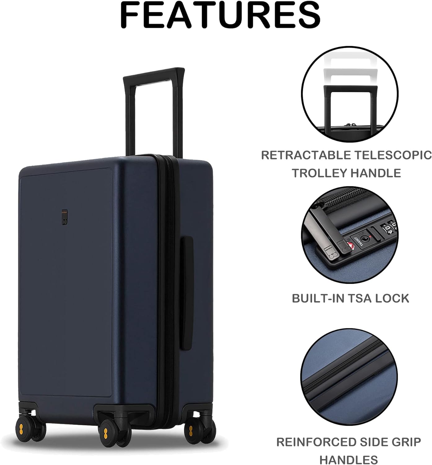 LEVEL8 Elegance Carry On Suitcase, 20” Hardside Luggage With TSA Lock ...