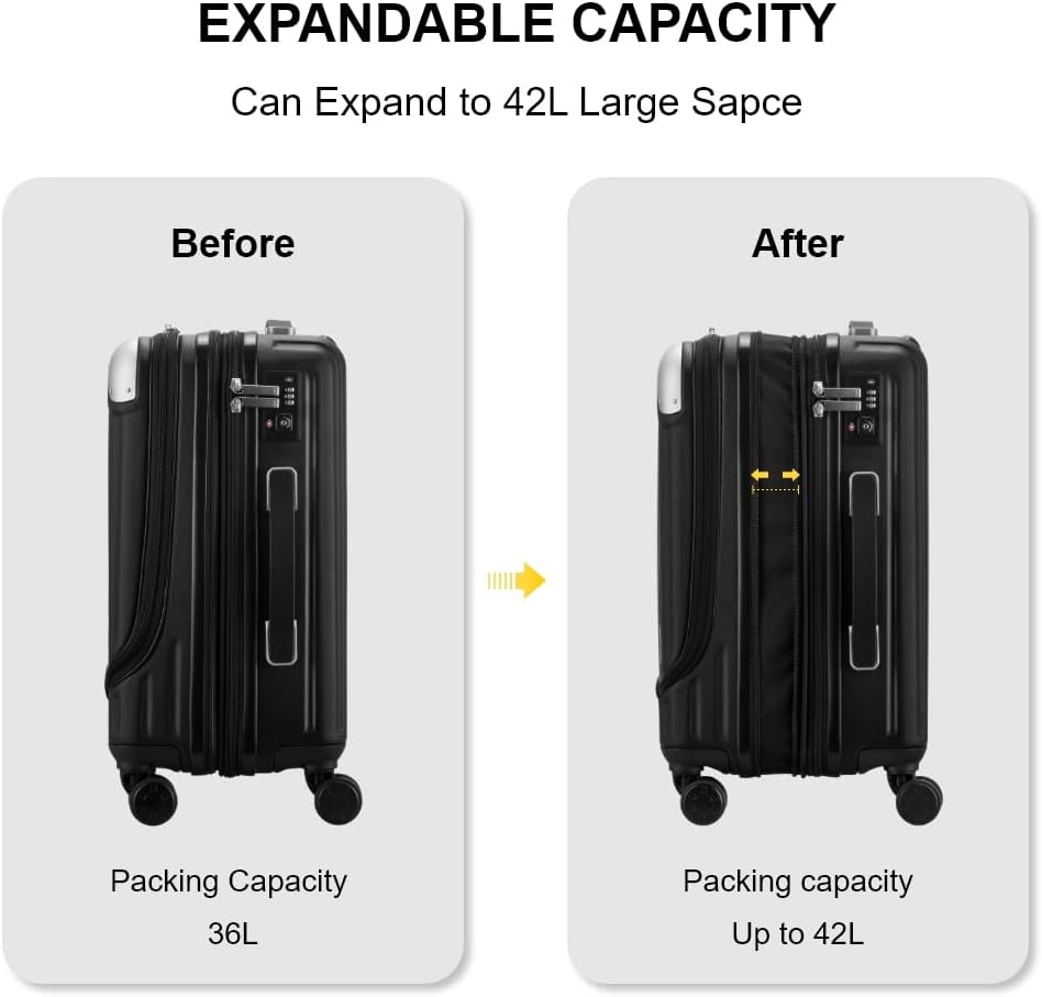 Level Grace Ext Carry On Luggage Airline Approved Expandable Hardside Carry On Suitcase