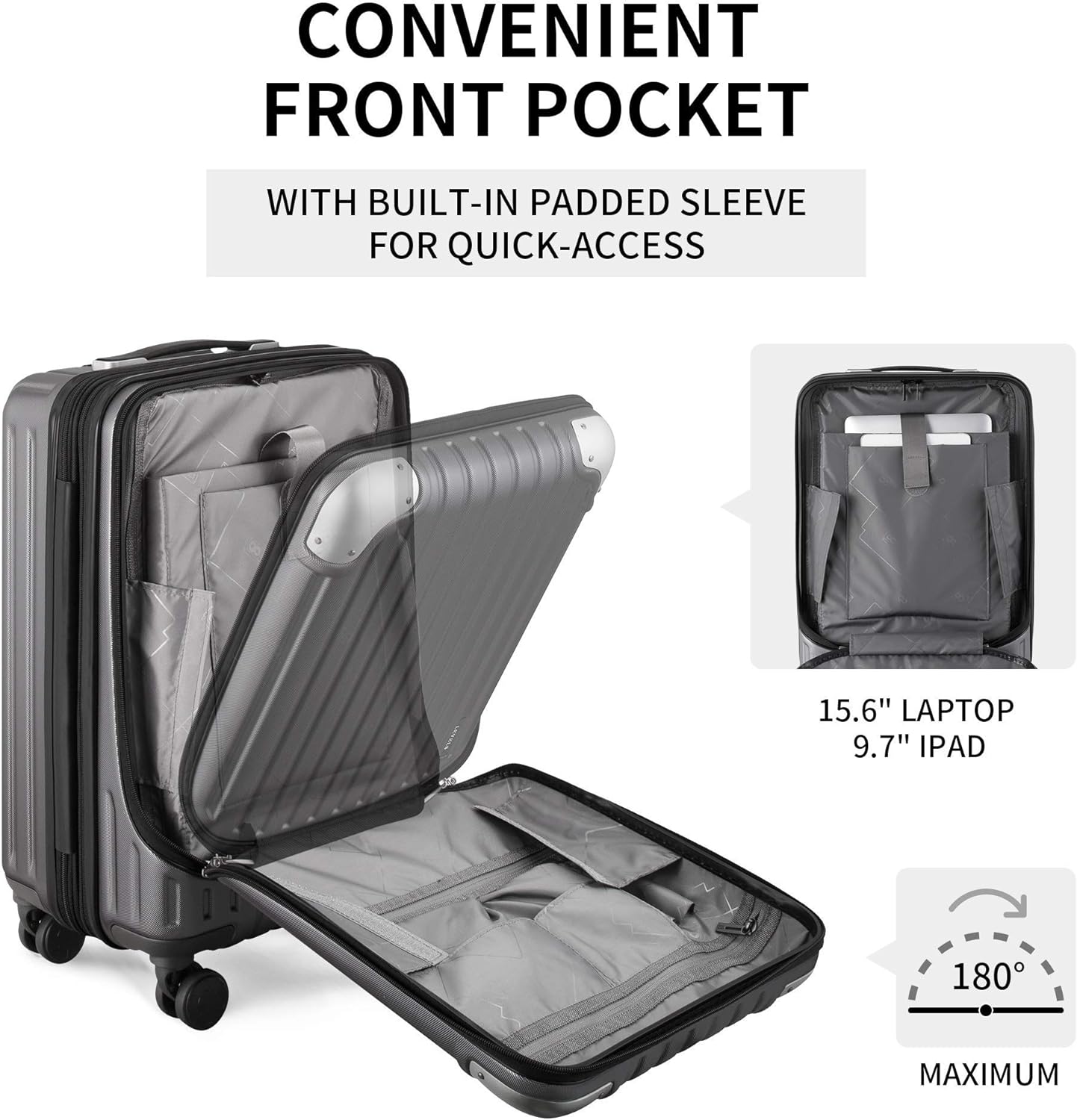 LEVEL8 Grace EXT Carry On Luggage Airline Approved, 20” Expandable ...